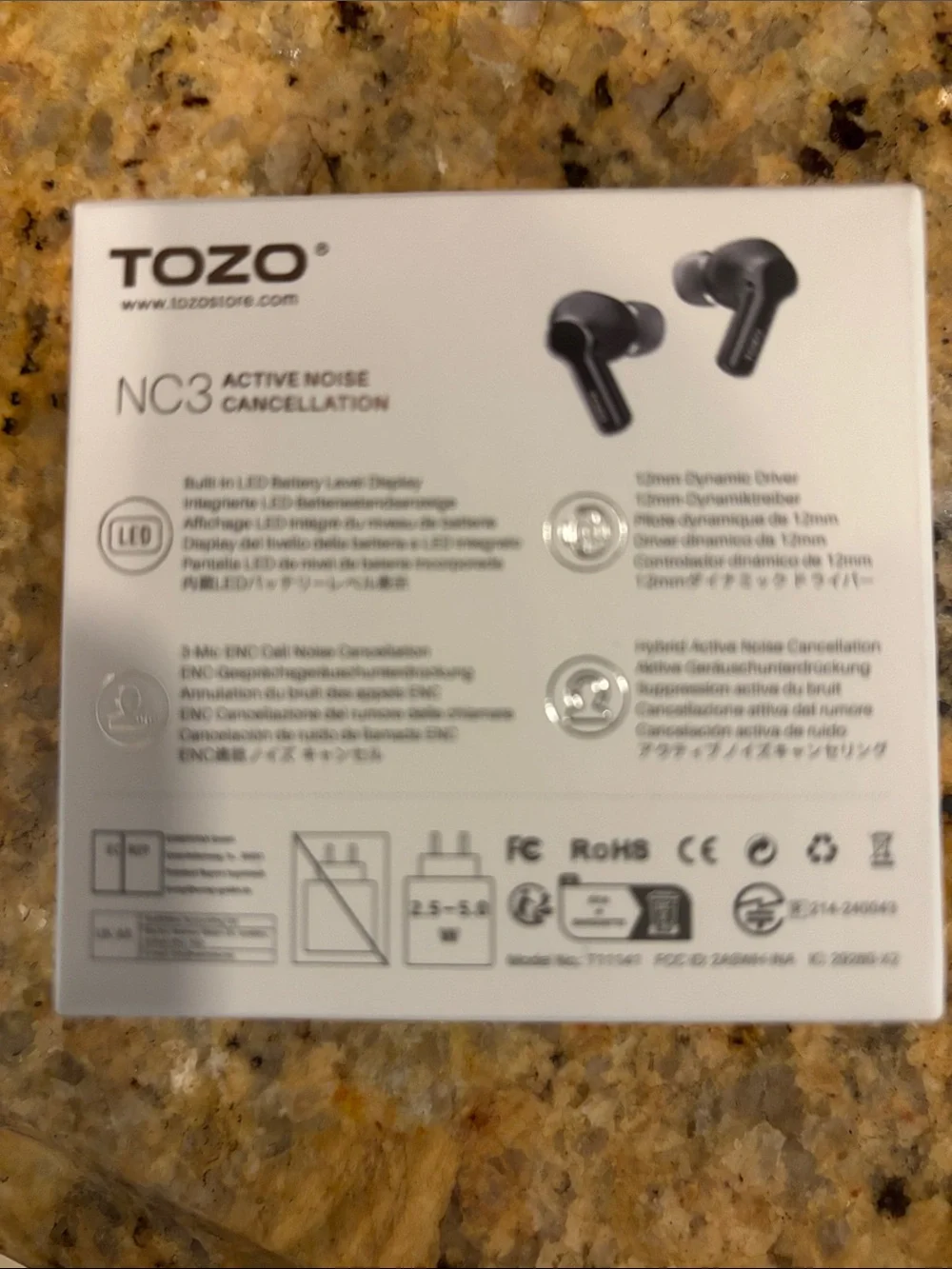 TOZO C3 Active Noise Cancellation Wireless Earbuds - Black